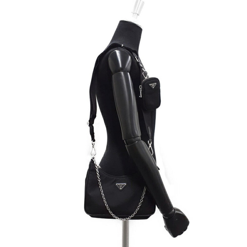 Prada ReEdition 2005 Saffiano Leather Chain Shoulder Bag Black - Picture 9 of 9